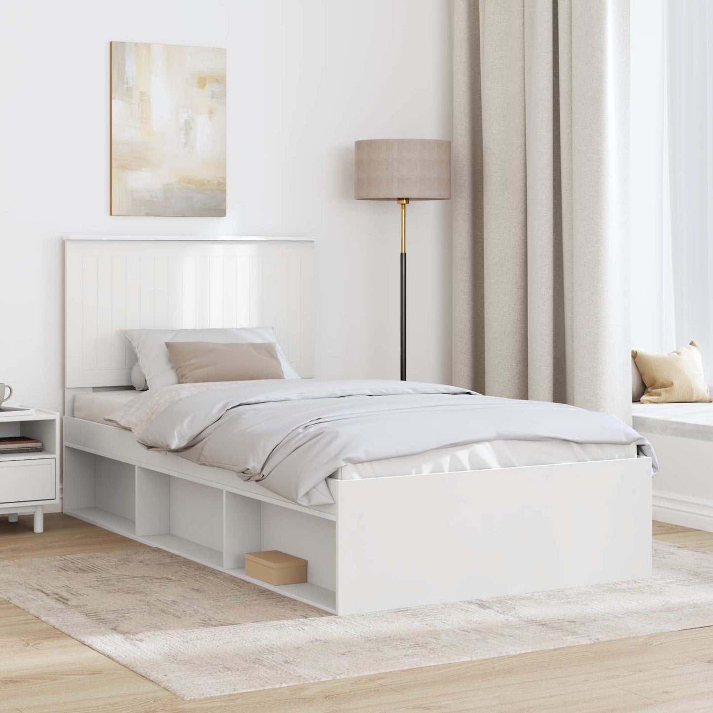 Struttura del letto Bianco 100 x 200 cm Pino massello | homemem39