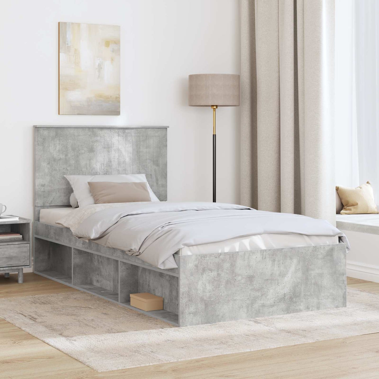Struttura del letto Grigio Concretè 100 x 200 cm Pino massello | homemem39
