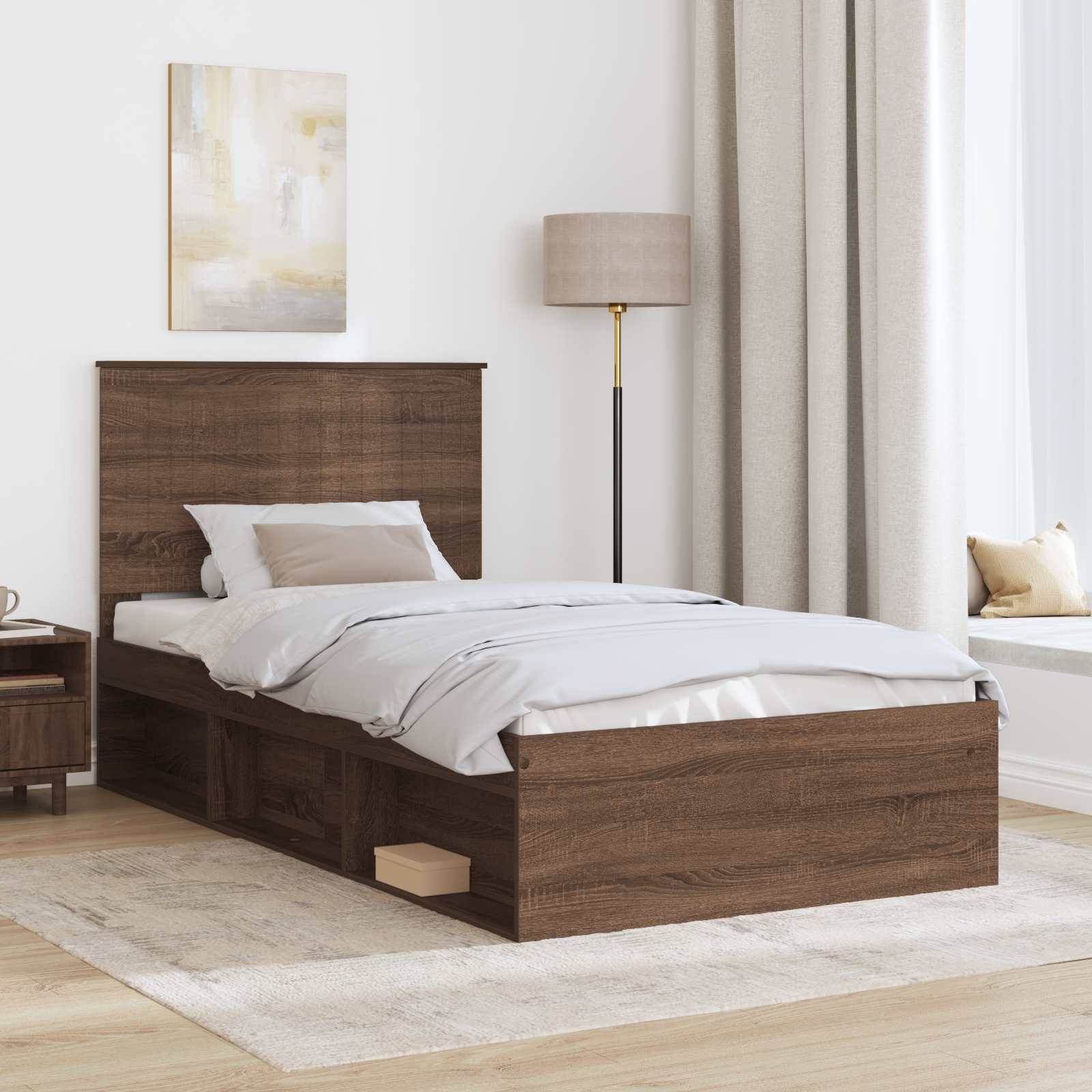 Struttura del letto Rovere Marrone 100 x 200 cm Pino massello | homemem39