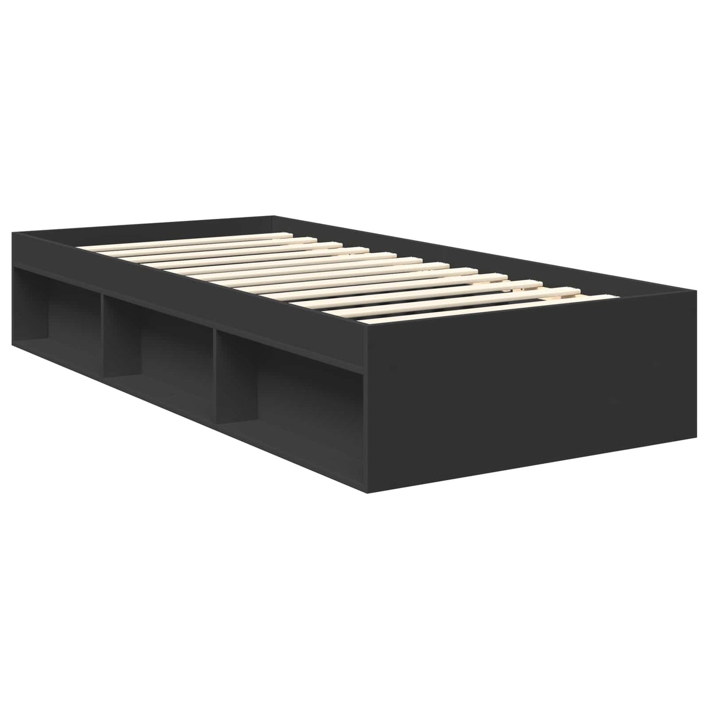 Struttura del letto con testiera Nero 90 x 200 cm Pino massello | homemem39
