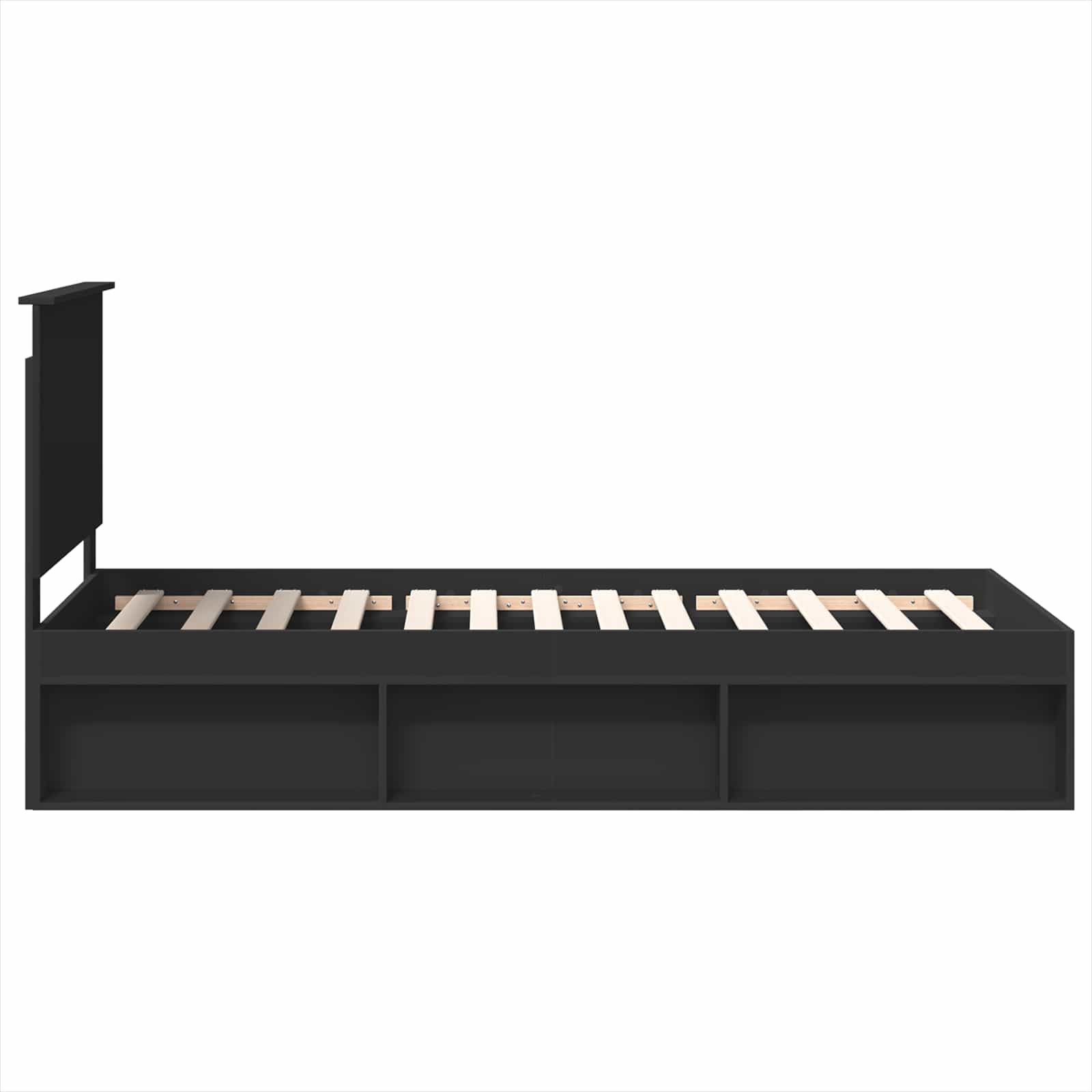 Struttura del letto con testiera Nero 90 x 200 cm Pino massello | homemem39