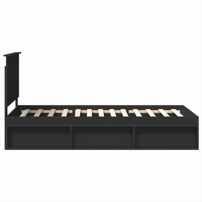 Struttura del letto con testiera Nero 90 x 200 cm Pino massello | homemem39