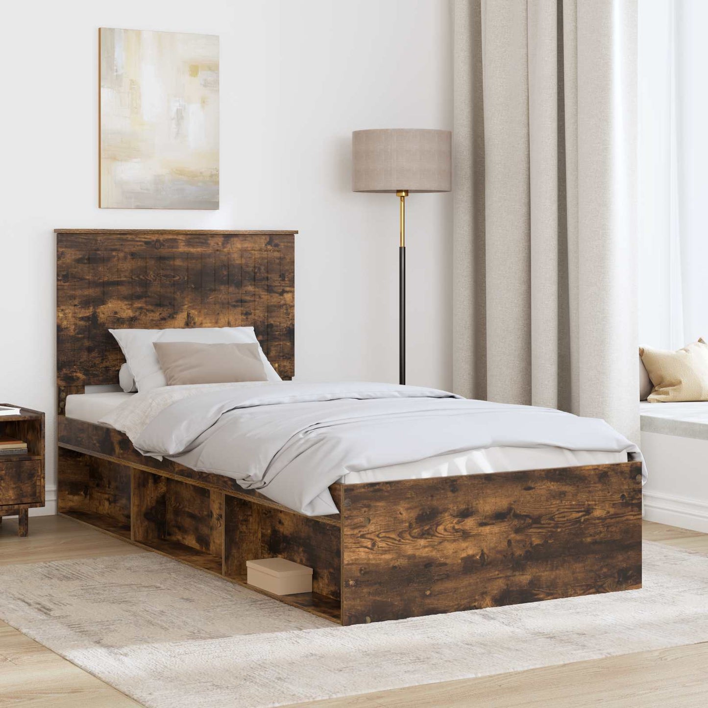 Struttura del letto Rovere fumé 90 x 200 cm Pino massello | homemem39