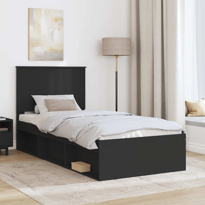 Struttura del letto con testiera Nero 90 x 190 cm Pino massello | homemem39