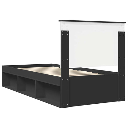 Struttura del letto con testiera Nero 90 x 190 cm Pino massello | homemem39