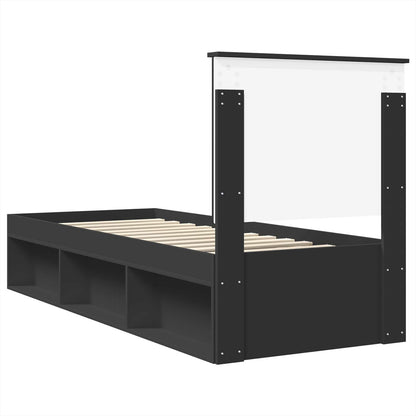 Struttura del letto con testiera Nero 75 x 190 cm Pino massello | homemem39