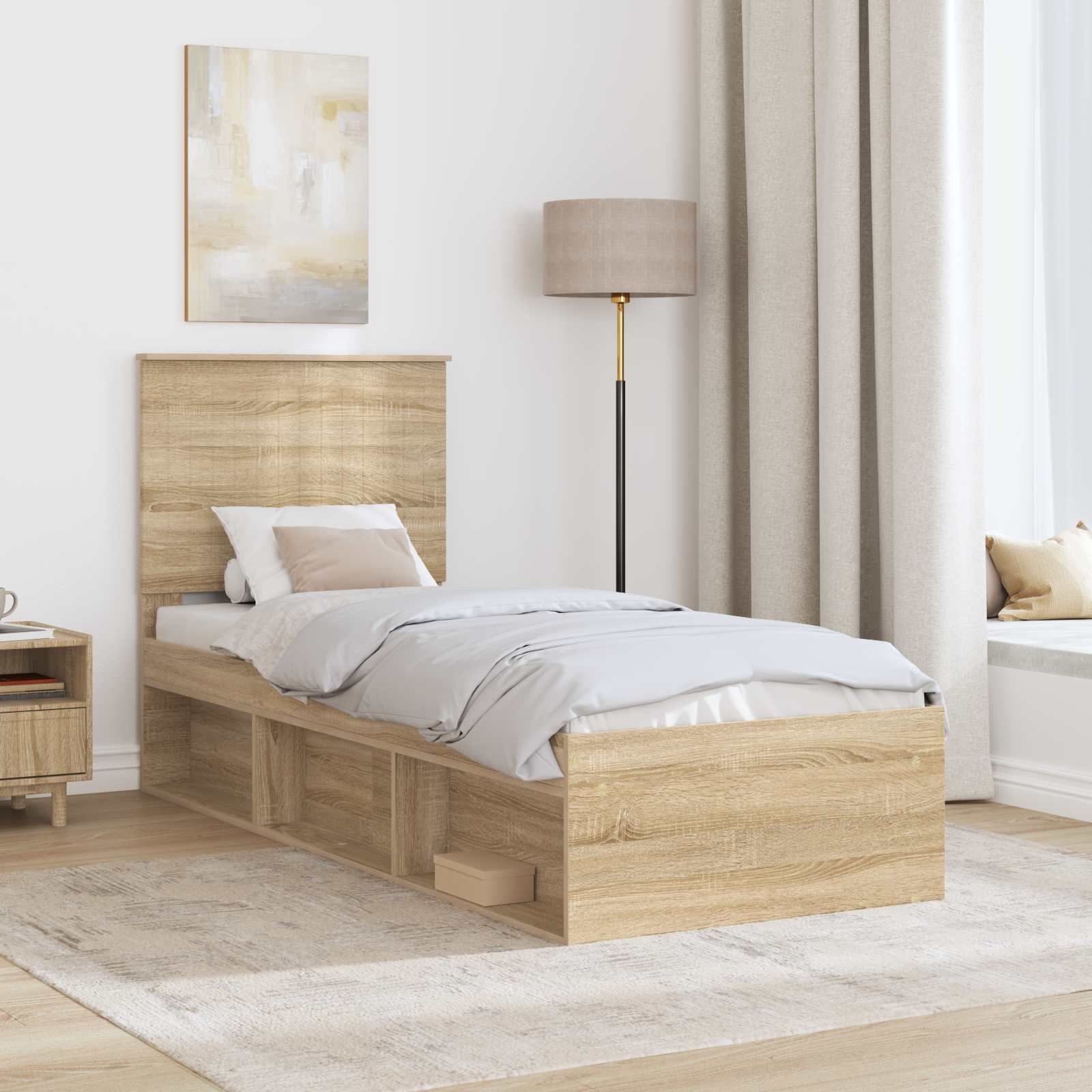 Struttura del letto Rovere Sonoma 75 x 190 cm Pino massello | homemem39