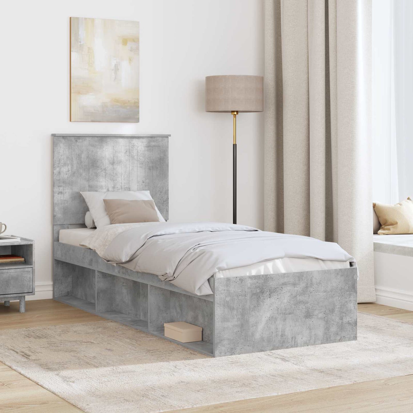 Struttura del letto Grigio Concretè 75 x 190 cm Pino massello | homemem39