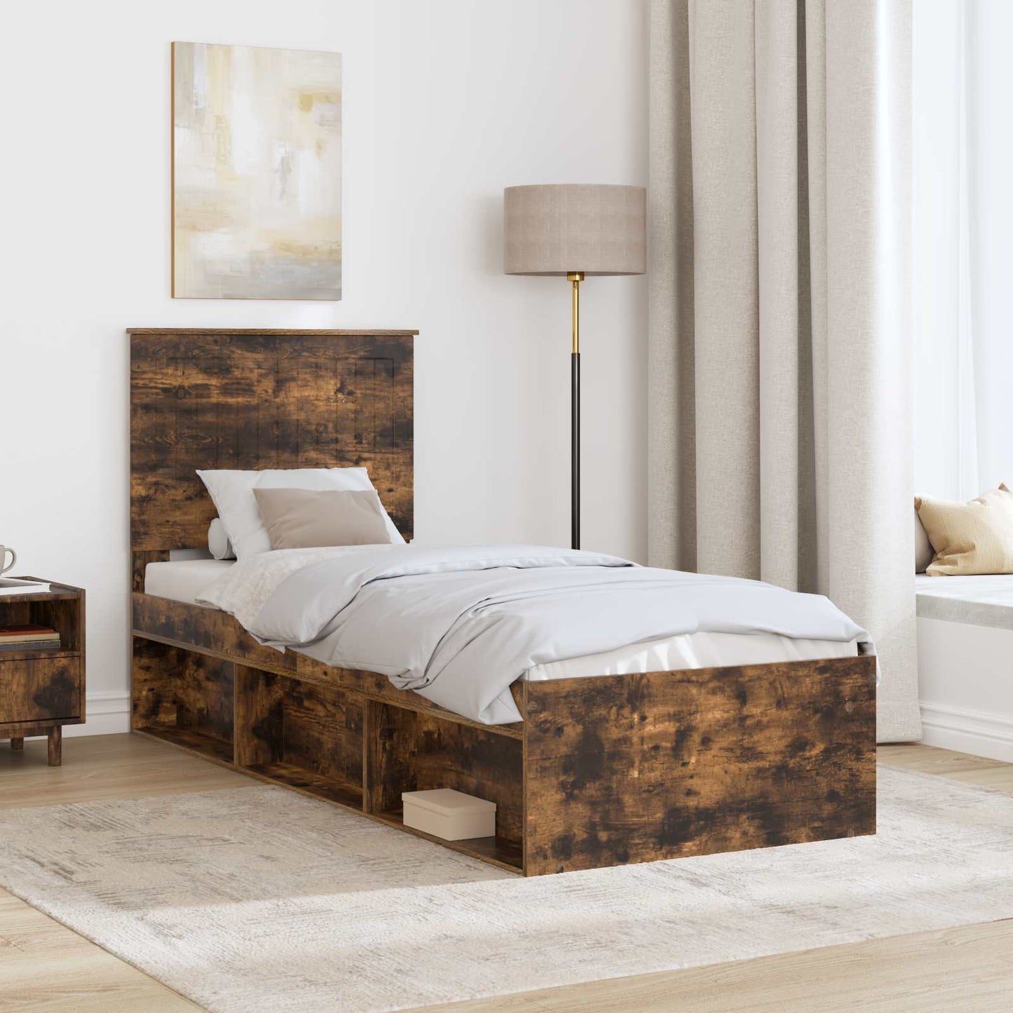 Struttura del letto Rovere fumé 75 x 190 cm Pino massello | homemem39