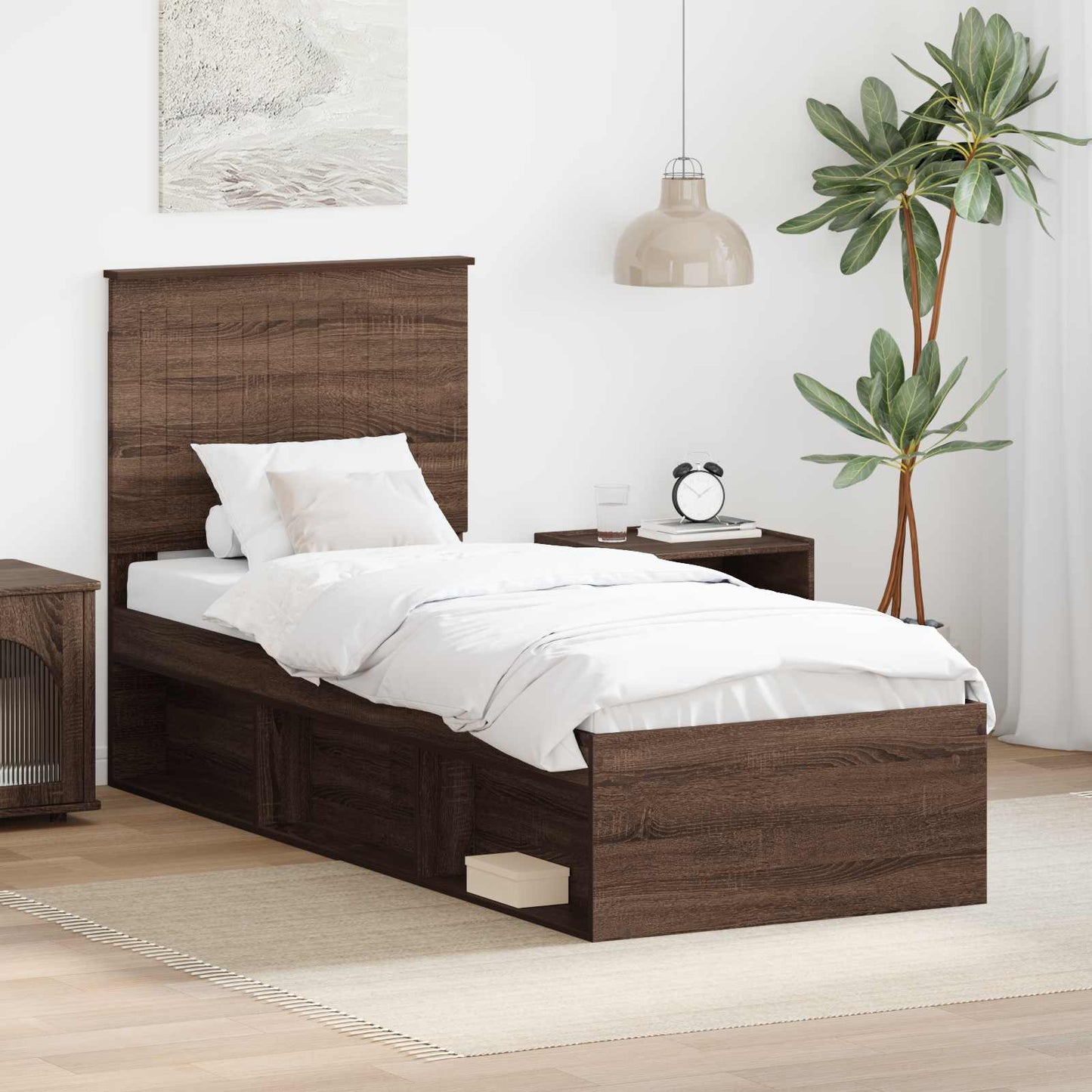 Struttura del letto Rovere Marrone 75 x 190 cm Pino massello