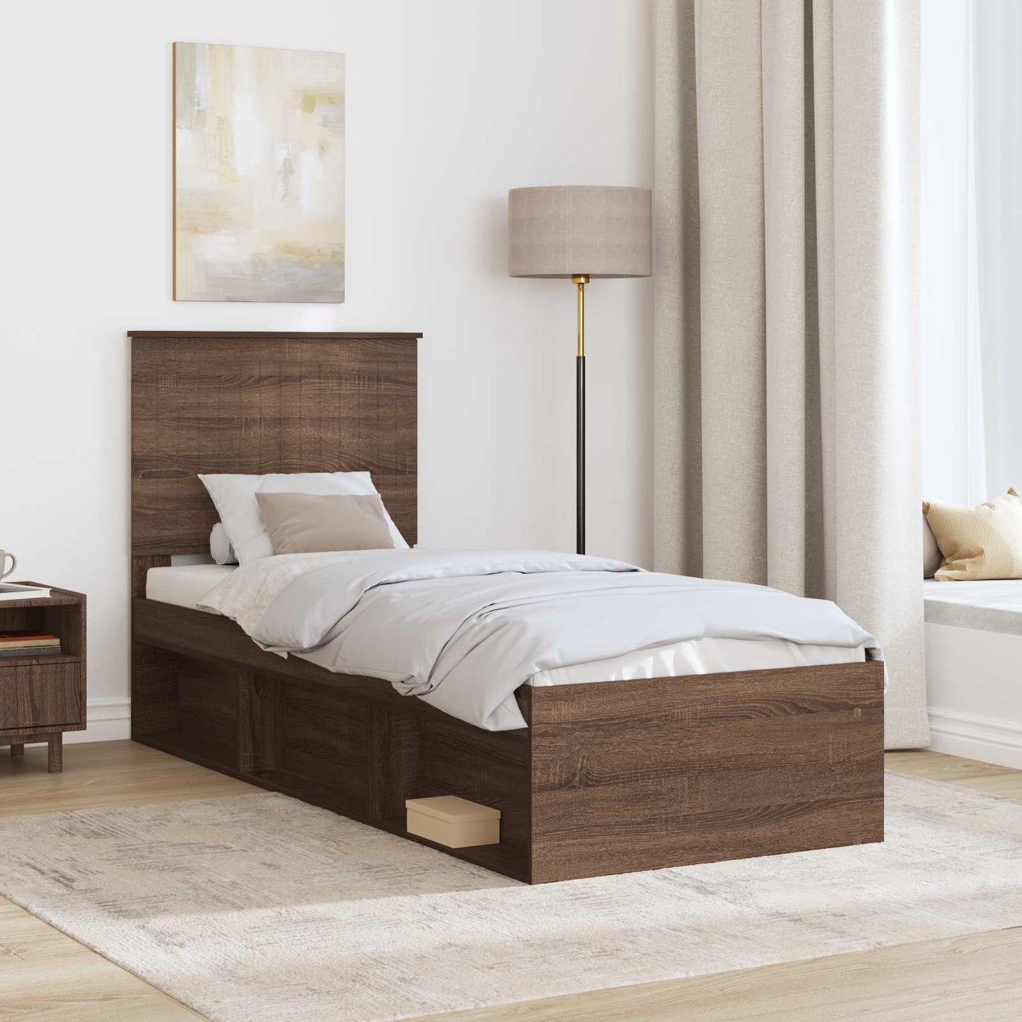 Struttura del letto Rovere Marrone 75 x 190 cm Pino massello