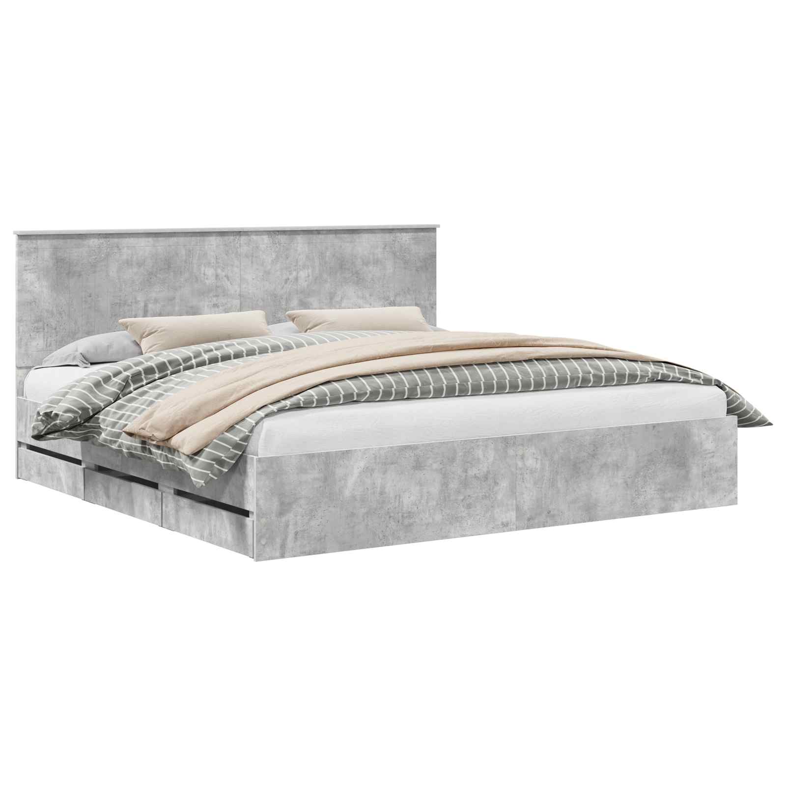 Struttura del letto con cassetto Grigio cemento 200 x 200 cm | homemem39