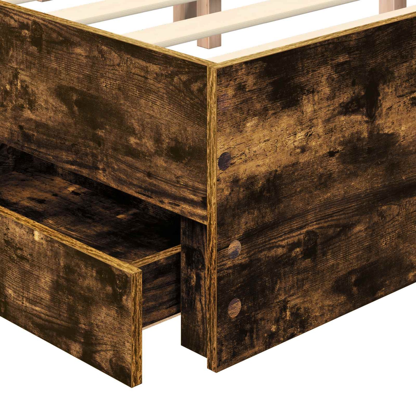 Struttura del letto con cassetto Rovere fumé 200 x 200 cm