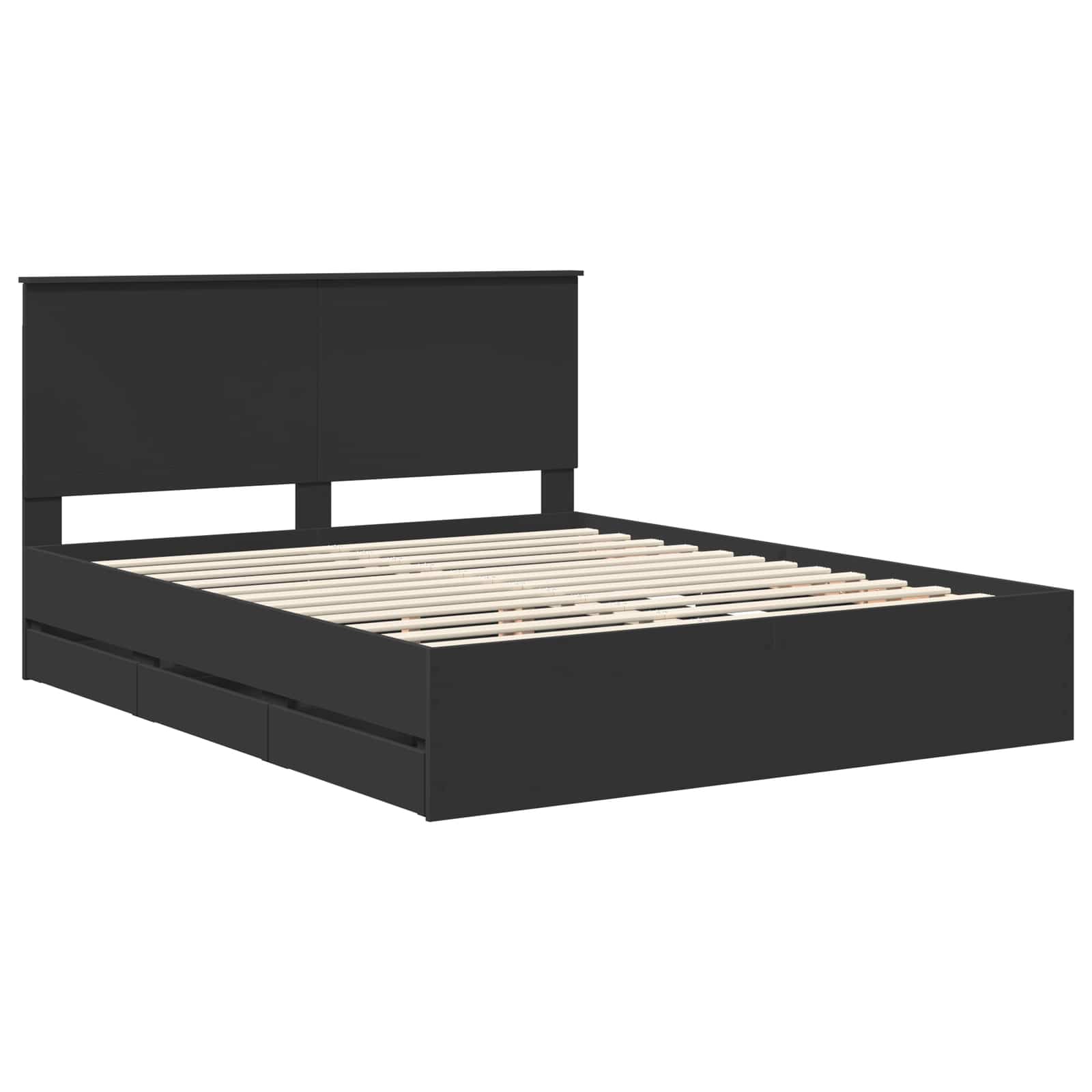 Struttura del letto Nero 160 x 200 cm Legno Ingegnerizzato | homemem39