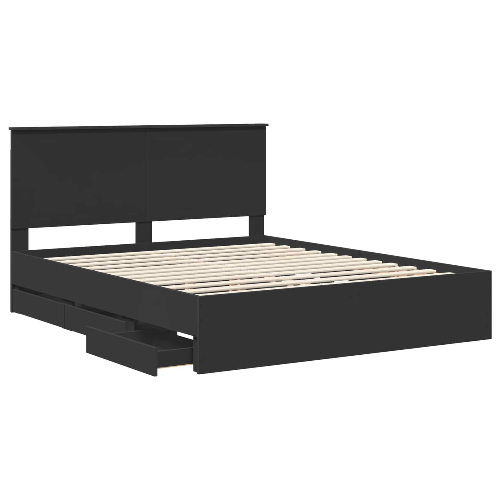 Struttura del letto Nero 160 x 200 cm Legno Ingegnerizzato | homemem39