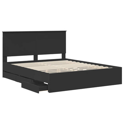 Struttura del letto Nero 160 x 200 cm Legno Ingegnerizzato | homemem39