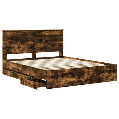 Struttura del letto con cassetto Rovere fumé 160 x 200 cm | homemem39