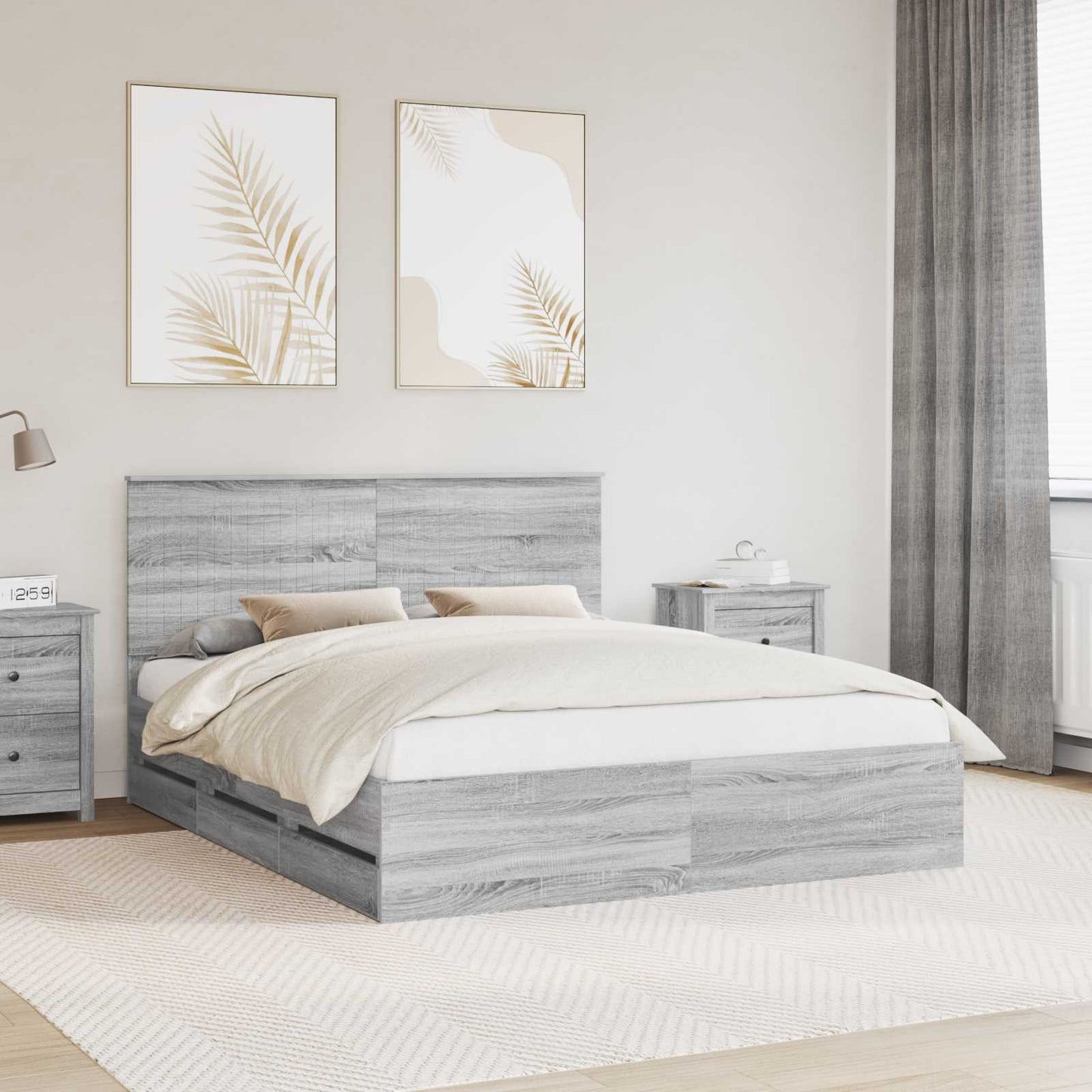 Struttura del letto con cassetto Grigio Sonoma 160 x 200 cm | homemem39