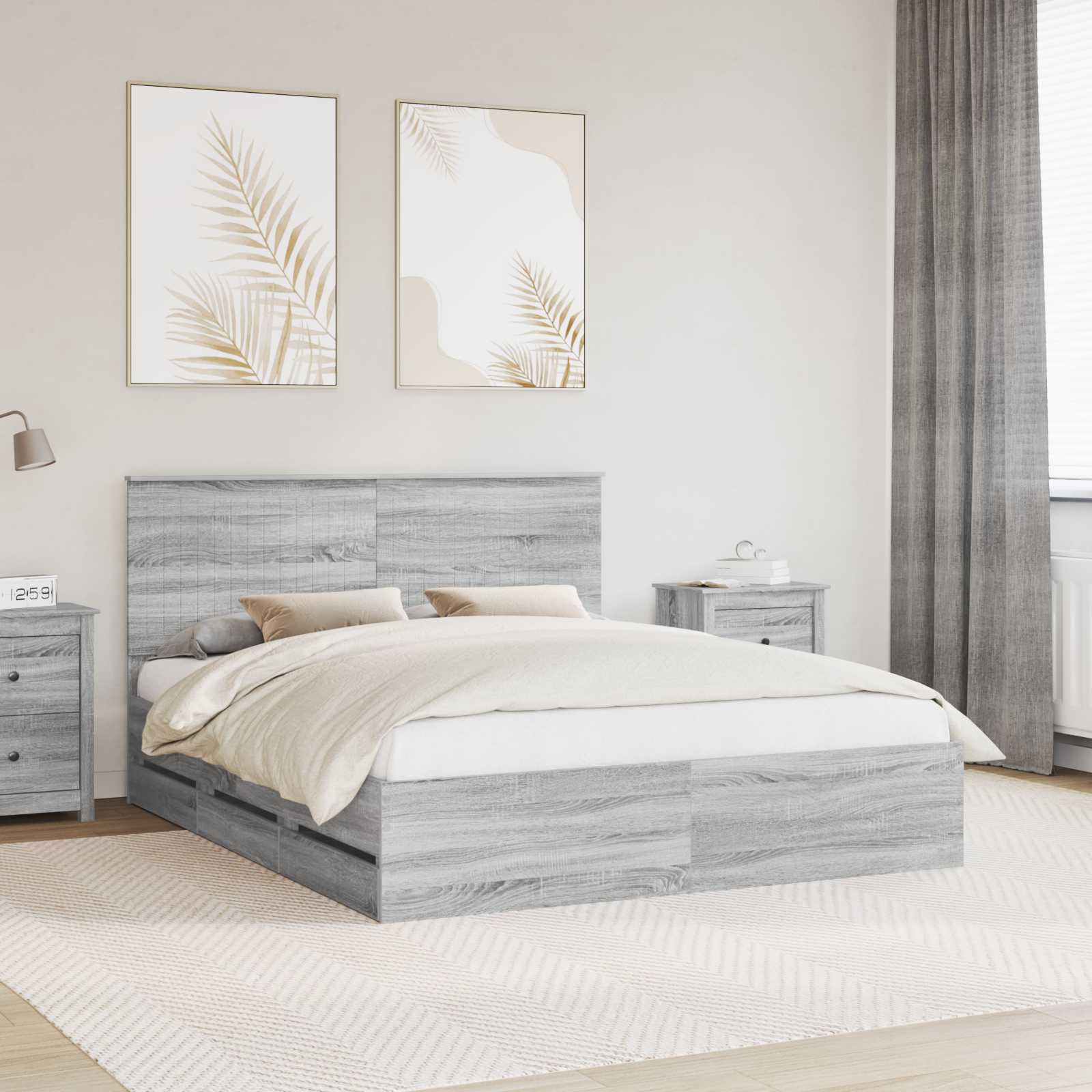 Struttura del letto con cassetto Grigio Sonoma 160 x 200 cm | homemem39