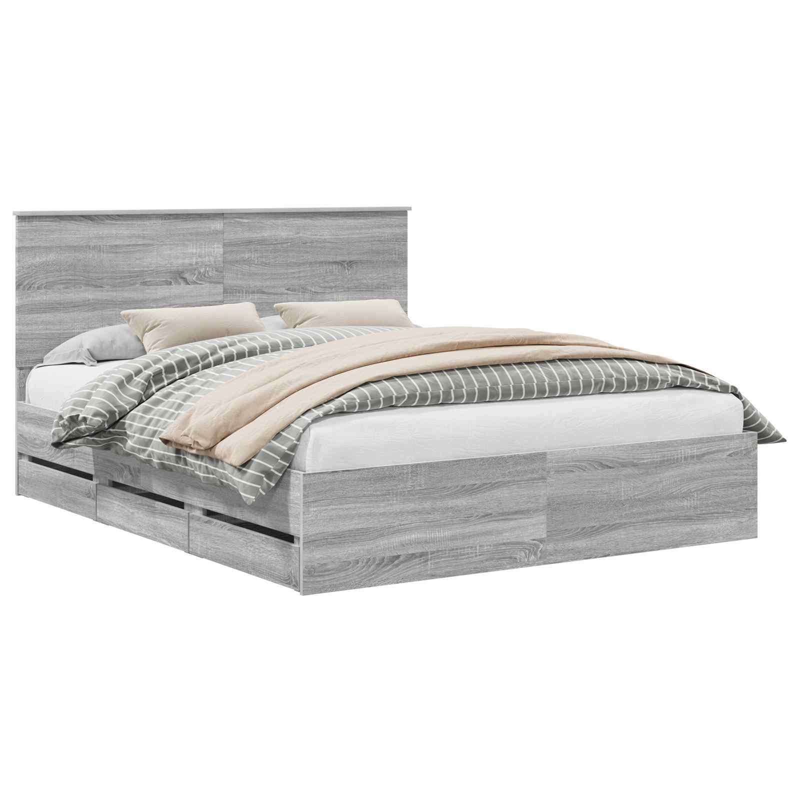 Struttura del letto con cassetto Grigio Sonoma 160 x 200 cm | homemem39