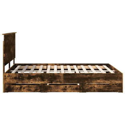 Struttura del letto con cassetto Rovere fumé 150 x 200 cm | homemem39