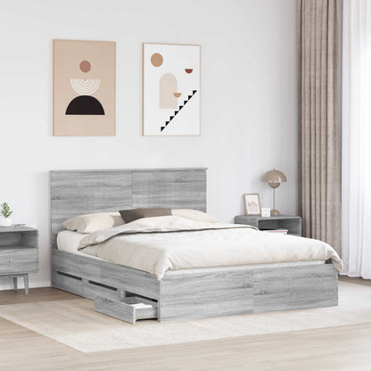 Struttura del letto con cassetto Grigio Sonoma 150 x 200 cm | homemem39