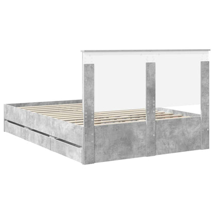 Struttura del letto con cassetto Grigio cemento 135 x 190 cm | homemem39