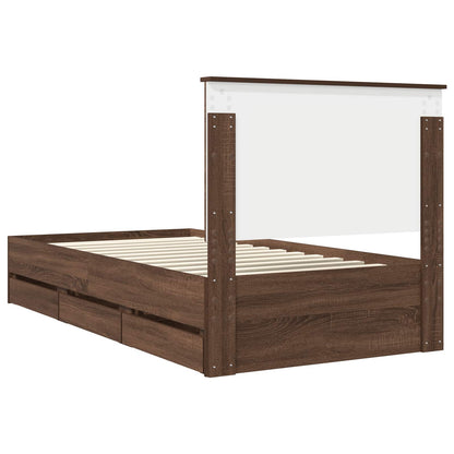 Struttura del letto con cassetto Rovere Marrone 100 x 200 cm | homemem39