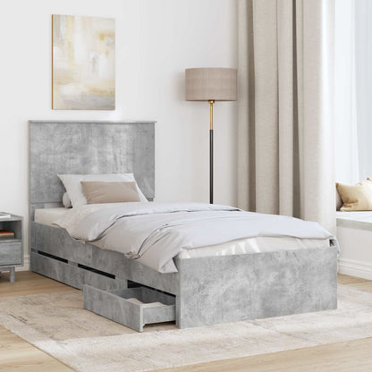Struttura del letto con cassetto Grigio cemento 90 x 190 cm