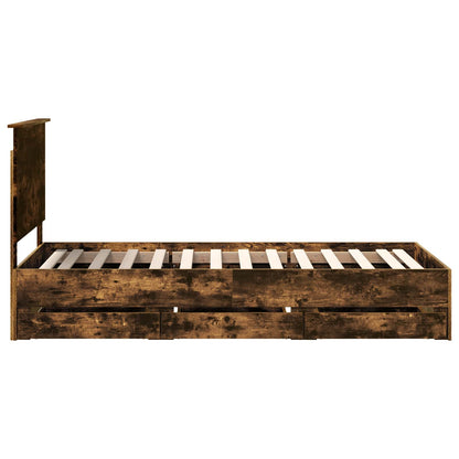 Struttura del letto con cassetto Rovere fumé 90 x 190 cm