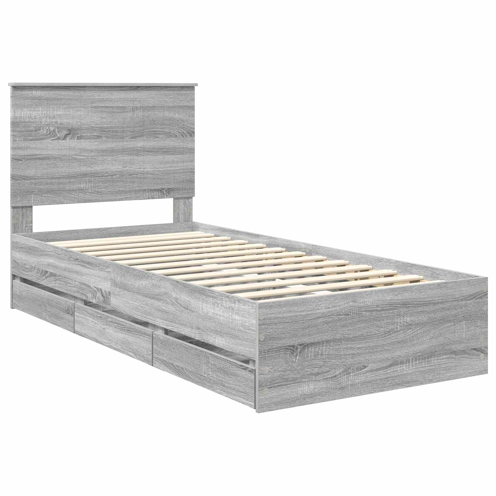 Struttura del letto con cassetto Grigio Sonoma 90 x 200 cm | homemem39