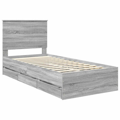 Struttura del letto con cassetto Grigio Sonoma 90 x 200 cm | homemem39