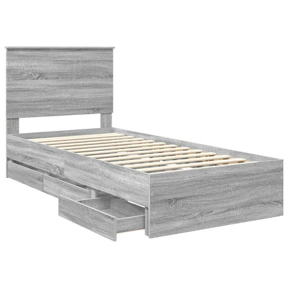 Struttura del letto con cassetto Grigio Sonoma 90 x 200 cm | homemem39