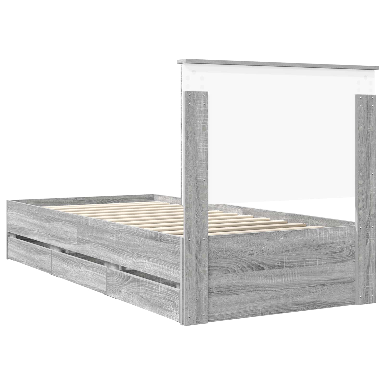 Struttura del letto con cassetto Grigio Sonoma 90 x 190 cm | homemem39