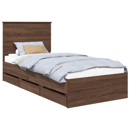 Struttura del letto con cassetto Rovere Marrone 90 x 190 cm | homemem39