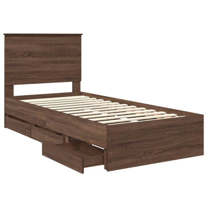 Struttura del letto con cassetto Rovere Marrone 90 x 190 cm | homemem39