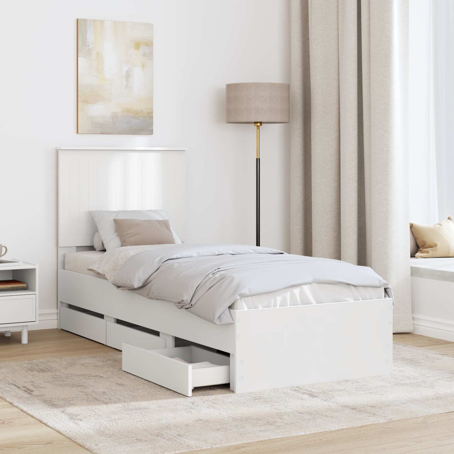 Struttura del letto Bianco 75 x 190 cm Legno Ingegnerizzato | homemem39
