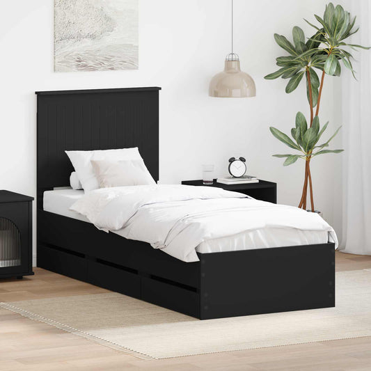 Struttura del letto Nero 75 x 190 cm Legno Ingegnerizzato | homemem39