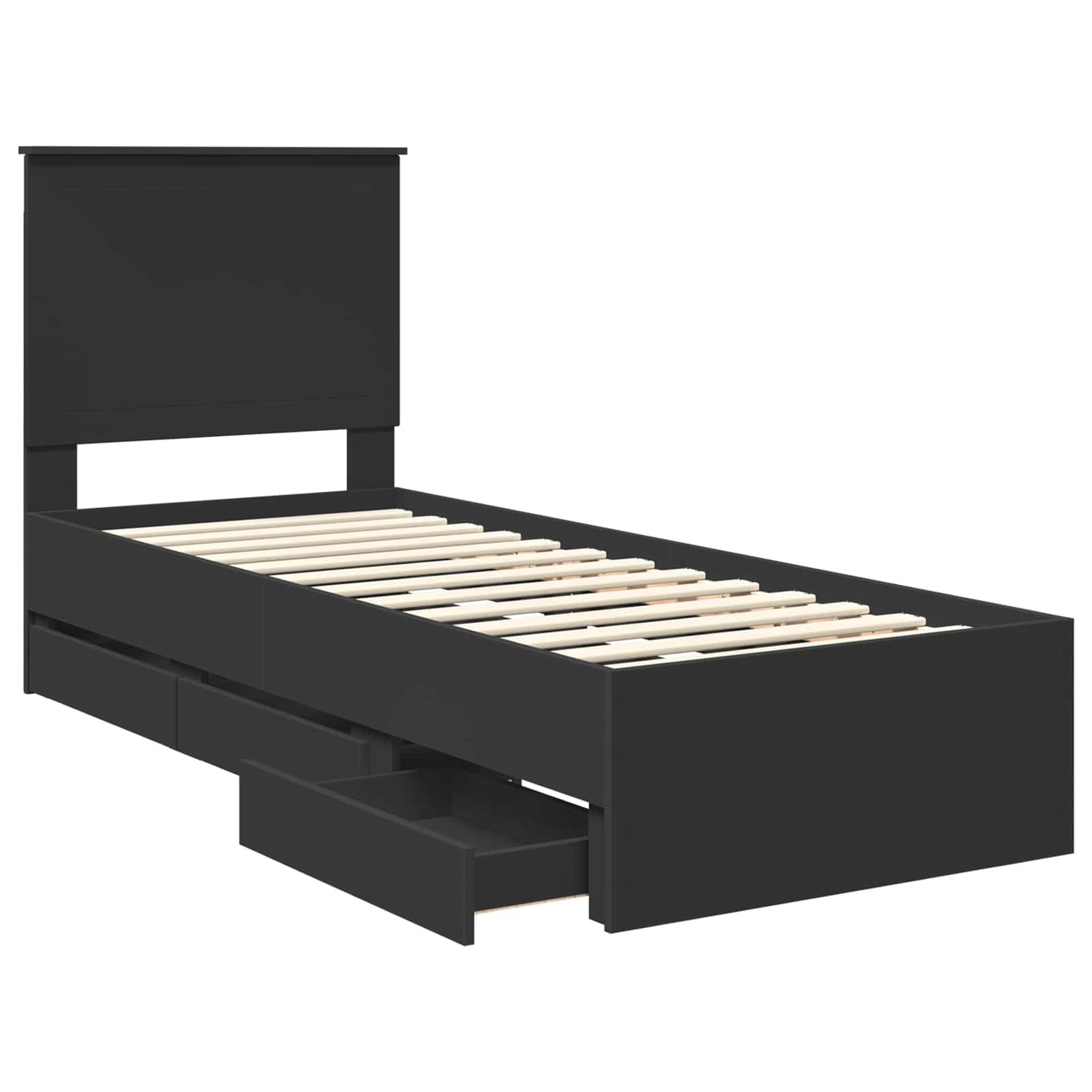 Struttura del letto Nero 75 x 190 cm Legno Ingegnerizzato | homemem39