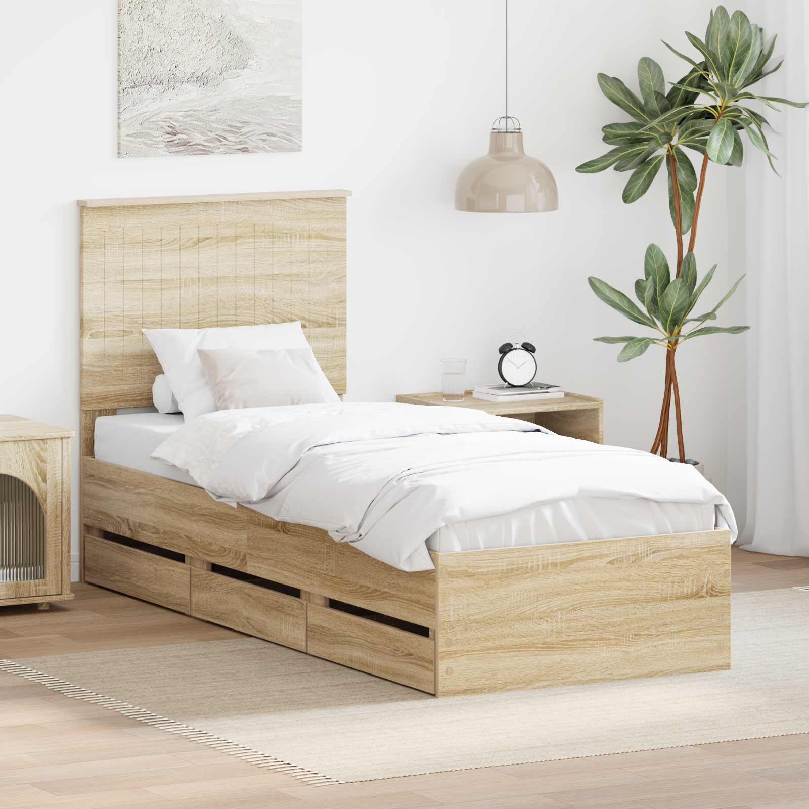 Struttura del letto con cassetto Rovere Sonoma 75 x 190 cm | homemem39