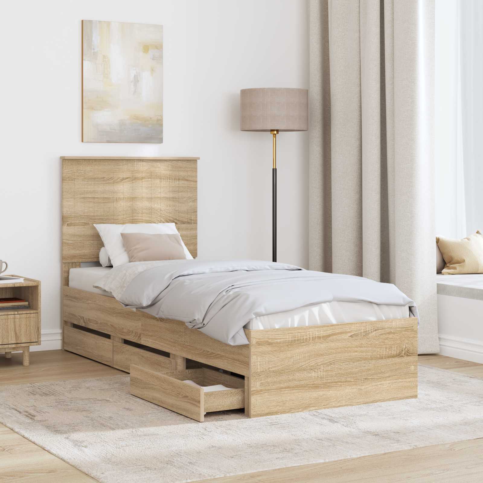 Struttura del letto con cassetto Rovere Sonoma 75 x 190 cm | homemem39