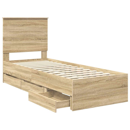 Struttura del letto con cassetto Rovere Sonoma 75 x 190 cm | homemem39