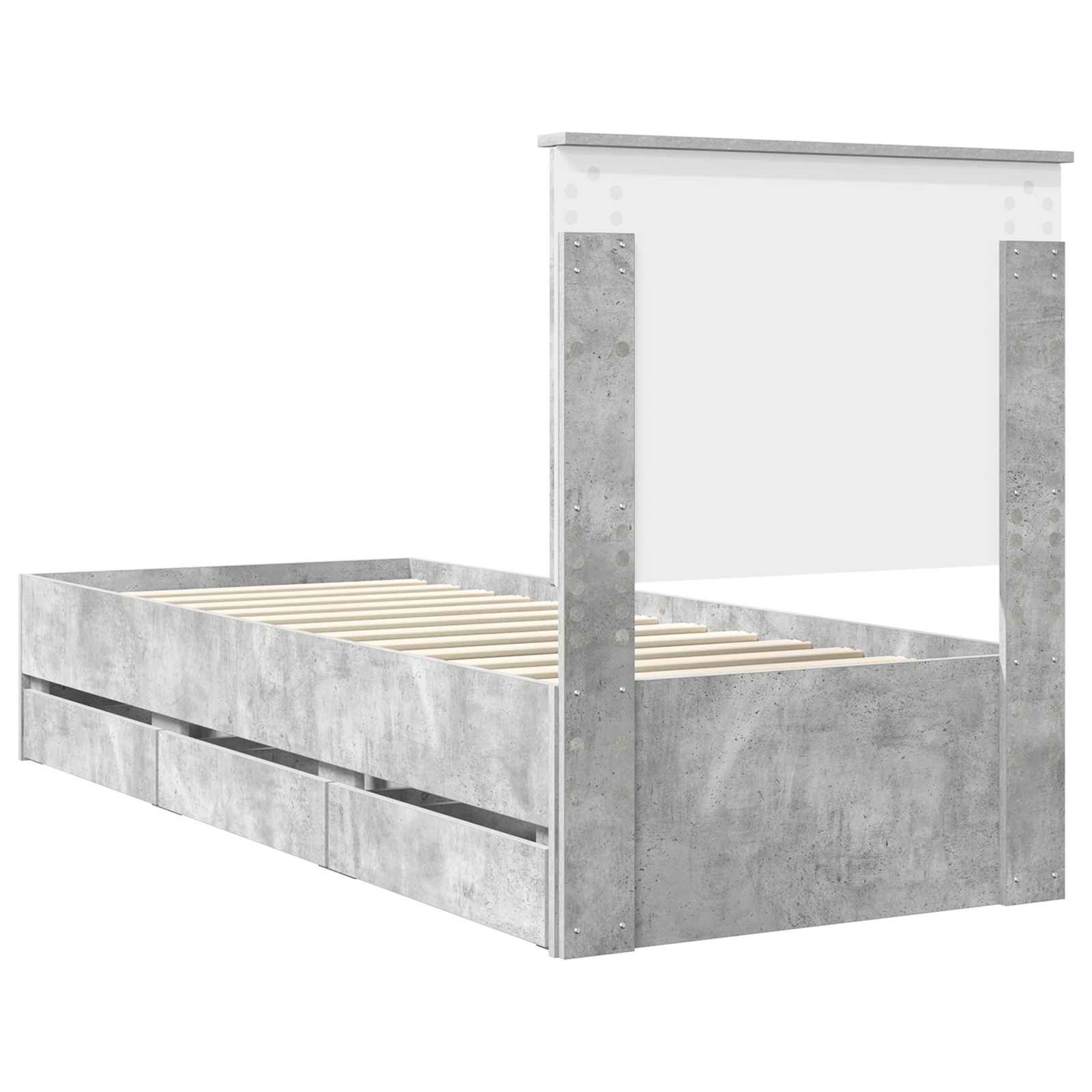 Struttura del letto con cassetto Grigio cemento 75 x 190 cm | homemem39