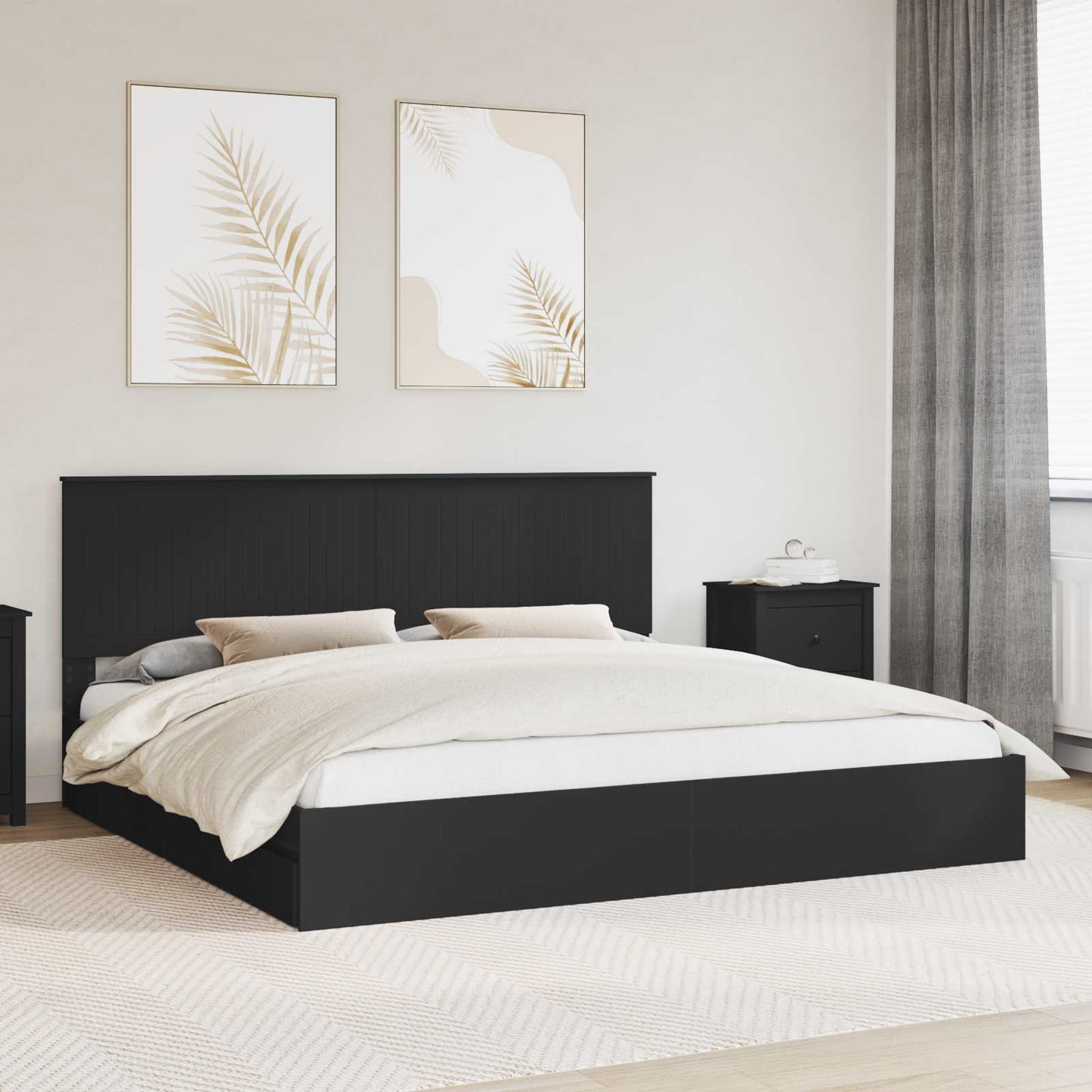 Letto con Contenitore Nero 200 x 200 cm Legno multistrato | homemem39