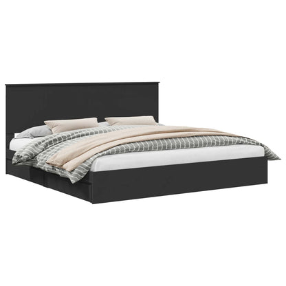 Letto con Contenitore Nero 200 x 200 cm Legno multistrato | homemem39
