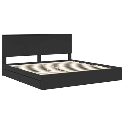Letto con Contenitore Nero 200 x 200 cm Legno multistrato | homemem39