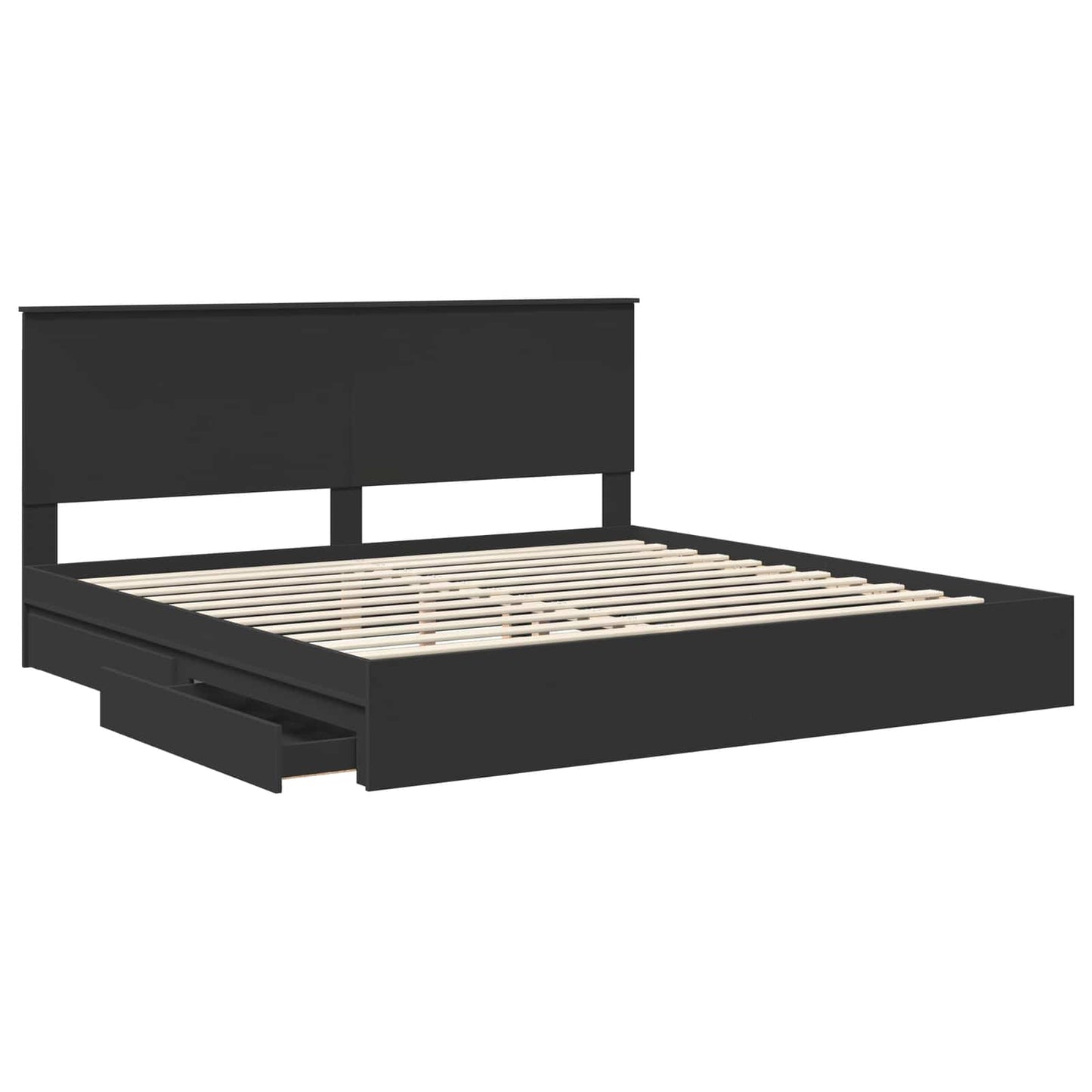 Letto con Contenitore Nero 200 x 200 cm Legno multistrato | homemem39