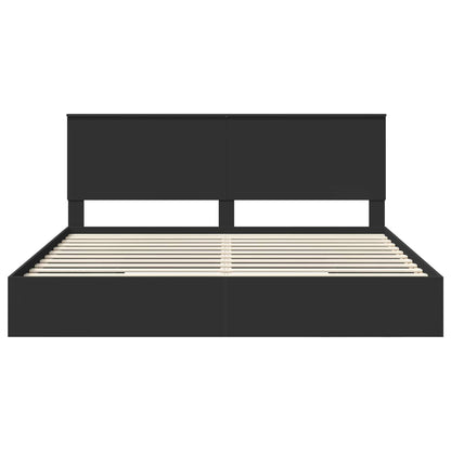 Letto con Contenitore Nero 200 x 200 cm Legno multistrato | homemem39