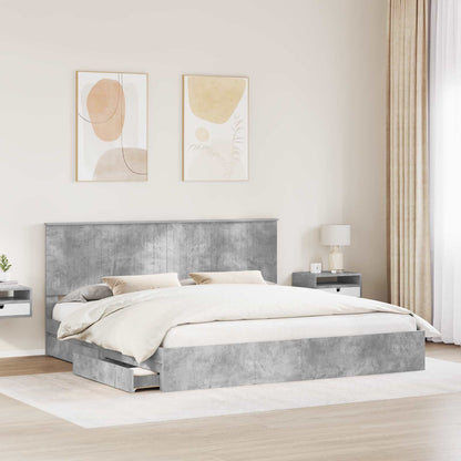 Letto con Contenitore con testiera Grigio cemento 200 x 200 cm | homemem39