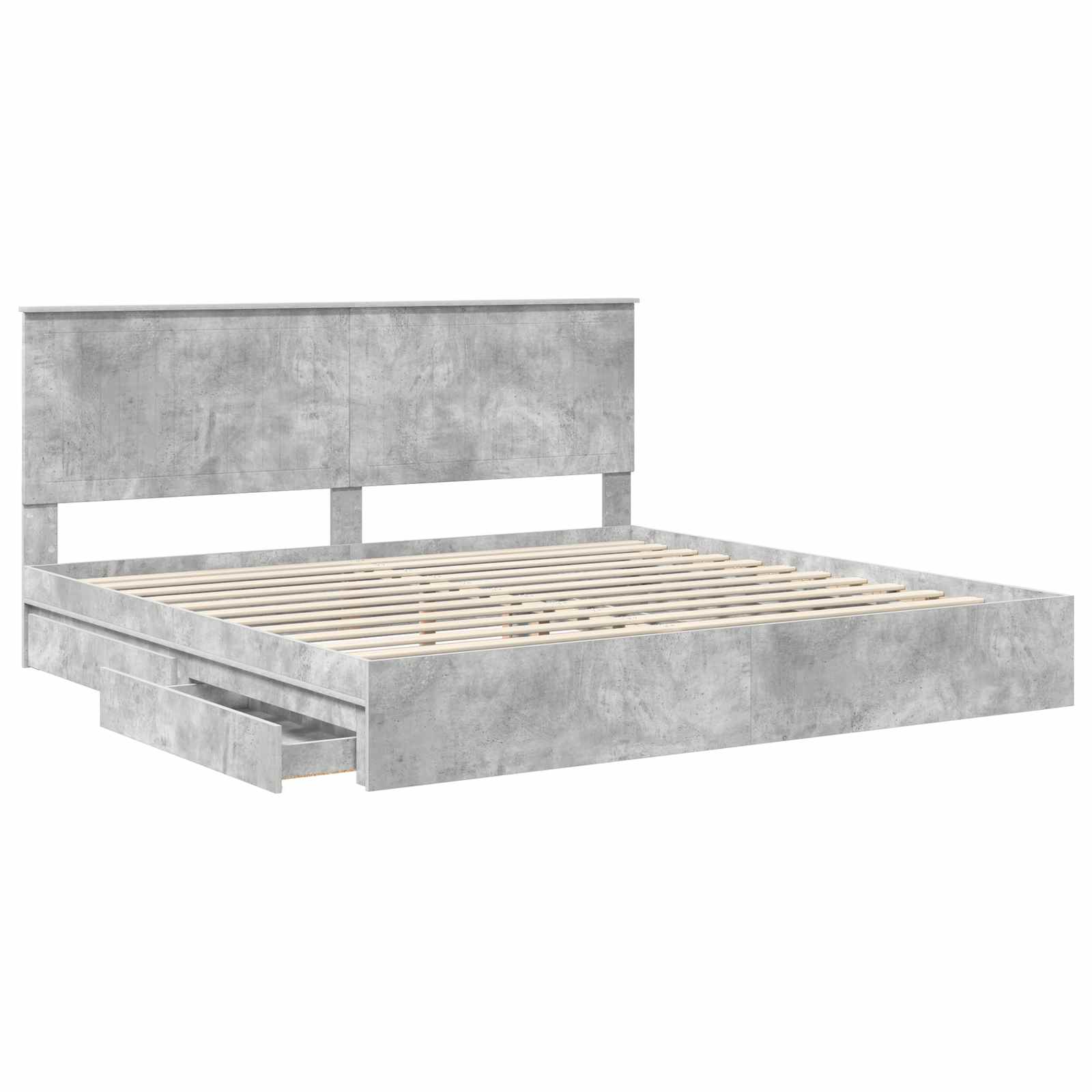 Letto con Contenitore con testiera Grigio cemento 200 x 200 cm | homemem39